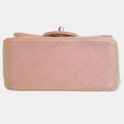 Pre Owned حقيبة شانيل فلاب صغير وردية لامعة جلد عجل بمفردها