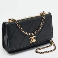 مملوكة مسبقًا Chanel Trendy CC Black Quilted Leather Wallet On Chain