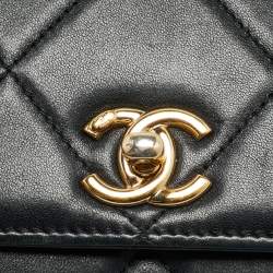 مملوكة مسبقًا Chanel Trendy CC Black Quilted Leather Wallet On Chain