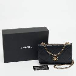 مملوكة مسبقًا Chanel Trendy CC Black Quilted Leather Wallet On Chain