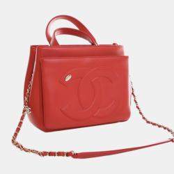 مملوكة مسبقًا Chanel Red Small Lambskin CC Mania Shopping Tote
