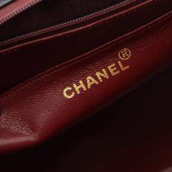 Pre Owned Chanel Vintage CC Maxi Jumbo Black Lambskin Quilted Flap Bag