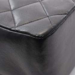 Pre Owned Chanel Vintage CC Maxi Jumbo Black Lambskin Quilted Flap Bag