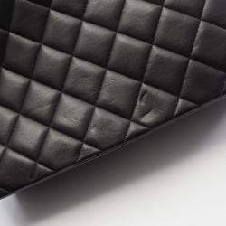 Pre Owned Chanel Vintage CC Maxi Jumbo Black Lambskin Quilted Flap Bag