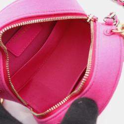 مملوكة مسبقًا حقيبة شانيل وردي مستديرة من جيرسي بسلسلة على الكتف