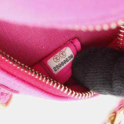 مملوكة مسبقًا حقيبة شانيل وردي مستديرة من جيرسي بسلسلة على الكتف