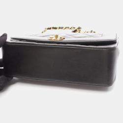 مملوكة مسبقًا حقيبة كتف قابلة للطي جلد أسود شانيل ديانا