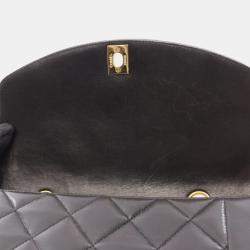 مملوكة مسبقًا حقيبة كتف قابلة للطي جلد أسود شانيل ديانا