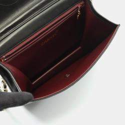 Pre Owned Chanel Square Flap Black Leather Shoulder Bag