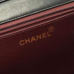 Pre Owned Chanel Square Flap Black Leather Shoulder Bag