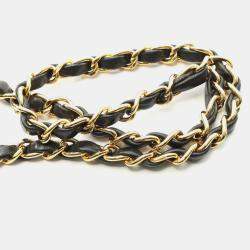 Pre Owned Chanel Square Flap Black Leather Shoulder Bag