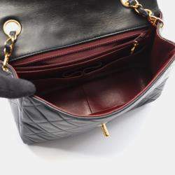 Pre Owned Chanel Flap Turnlock Black Leather Shoulder Bag