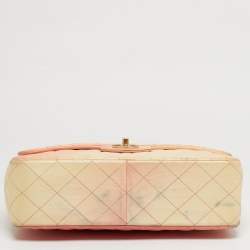 Pre Owned Chanel Classic Single Flap Jumbo Ombre Orange Quilted Leather Flap Bag