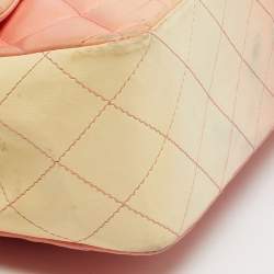 Pre Owned Chanel Classic Single Flap Jumbo Ombre Orange Quilted Leather Flap Bag