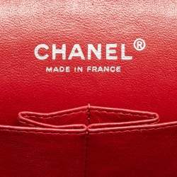 Pre Owned حقيبة شانيل كلاسيك جلد أحمر مبطن لامع متوسطة بقلاب مزدوج