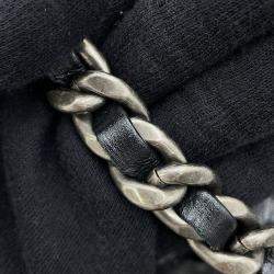 مملوكة مسبقًا حقيبة شانيل كتف سلسلة رقم 19 شامواه سوداء حجم كبير