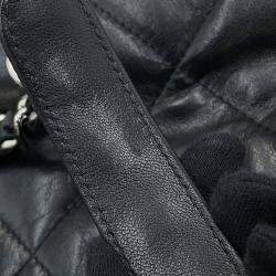 مملوكة مسبقًا حقيبة شانيل كتف سلسلة رقم 19 شامواه سوداء حجم كبير