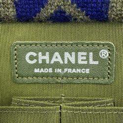 مملوكة مسبقًا Chanel Cc Logo Knit Shoulder Bag Khaki/Multicolor Knit Size 25