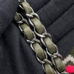 مملوكة مسبقًا Chanel Cc Logo Knit Shoulder Bag Khaki/Multicolor Knit Size 25