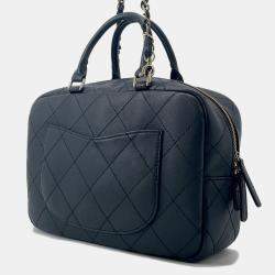 مملوكة مسبقًا Chanel Matelasse Bowling 2Way Handbag Black Calf Leather