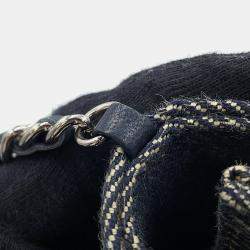 مملوكة مسبقًا حقيبة شانيل شوكولاتة بار سلسلة كتف دنيم كحلي