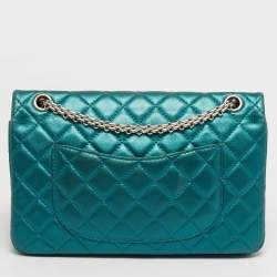 Pre Owned حقيبة شانيل ريشيو 2.55 266 جلد أخضر لامع بقلاب