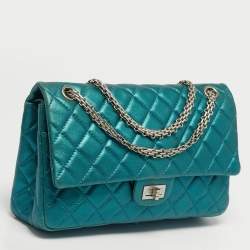 Pre Owned حقيبة شانيل ريشيو 2.55 266 جلد أخضر لامع بقلاب