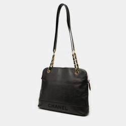 Pre Owned حقيبة كتف سلسلة شعار شانيل كافيار أسود