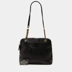 Pre Owned حقيبة كتف سلسلة شعار شانيل كافيار أسود