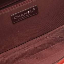 Pre Owned Chanel Coco Boy Medium Red Quilted Leather Camera Bag