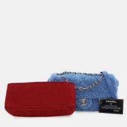 Pre Owned Chanel Blue Medium Quilted Terry Cloth Coco Beach Flap