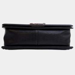 مملوكة مسبقًا Chanel Black Old Medium Quilted Crumpled Calfskin Studded Boy Flap