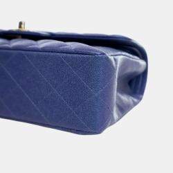 Pre Owned Chanel Blue Small Classic Iridescent Caviar Double Flap