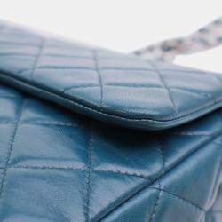 Pre Owned حقيبة شانيل كلاسيكية جامبو جلد الضأن زرقاء بقلاّب فردي