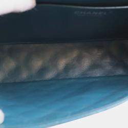 Pre Owned حقيبة شانيل كلاسيكية جامبو جلد الضأن زرقاء بقلاّب فردي