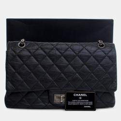 Pre Owned Chanel Black Reissue 2.55 Aged Calfskin Double Flap 227