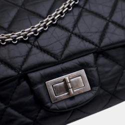 Pre Owned Chanel Black Reissue 2.55 Aged Calfskin Double Flap 227