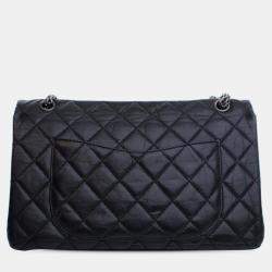 Pre Owned Chanel Black Reissue 2.55 Aged Calfskin Double Flap 227