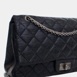 Pre Owned Chanel Black Reissue 2.55 Aged Calfskin Double Flap 227
