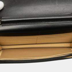 Pre Owned محفظة شانيل مشابك كوكو بسلسلة جلد حمل مبطن شارة CC سوداء