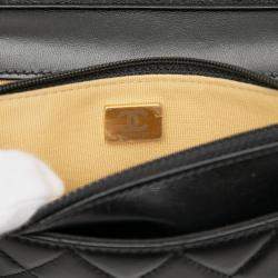 Pre Owned محفظة شانيل مشابك كوكو بسلسلة جلد حمل مبطن شارة CC سوداء