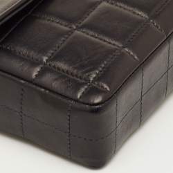 Pre Owned Chanel Chocolate Bar Black Leather East-West Flap Chain Bag