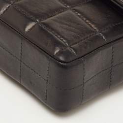 Pre Owned Chanel Chocolate Bar Black Leather East-West Flap Chain Bag