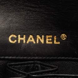 Pre Owned Chanel Chocolate Bar Black Leather East-West Flap Chain Bag