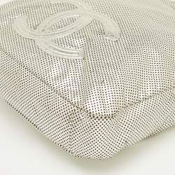 Pre Owned Chanel Rodeo Drive XL Metallic Silver Perforated Leather Bag