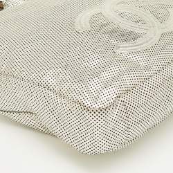 Pre Owned Chanel Rodeo Drive XL Metallic Silver Perforated Leather Bag