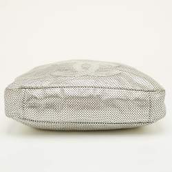 Pre Owned Chanel Rodeo Drive XL Metallic Silver Perforated Leather Bag