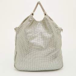 Pre Owned Chanel Rodeo Drive XL Metallic Silver Perforated Leather Bag