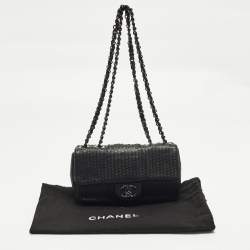 Pre Owned حقيبة شانيل كلاسيك جلد وردي مبطن صغيرة بقلاب مزدوج