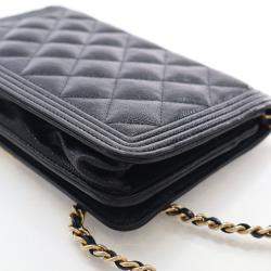 Pre Owned محفظة شنطة على سلسلة شانيل بوي كافيار